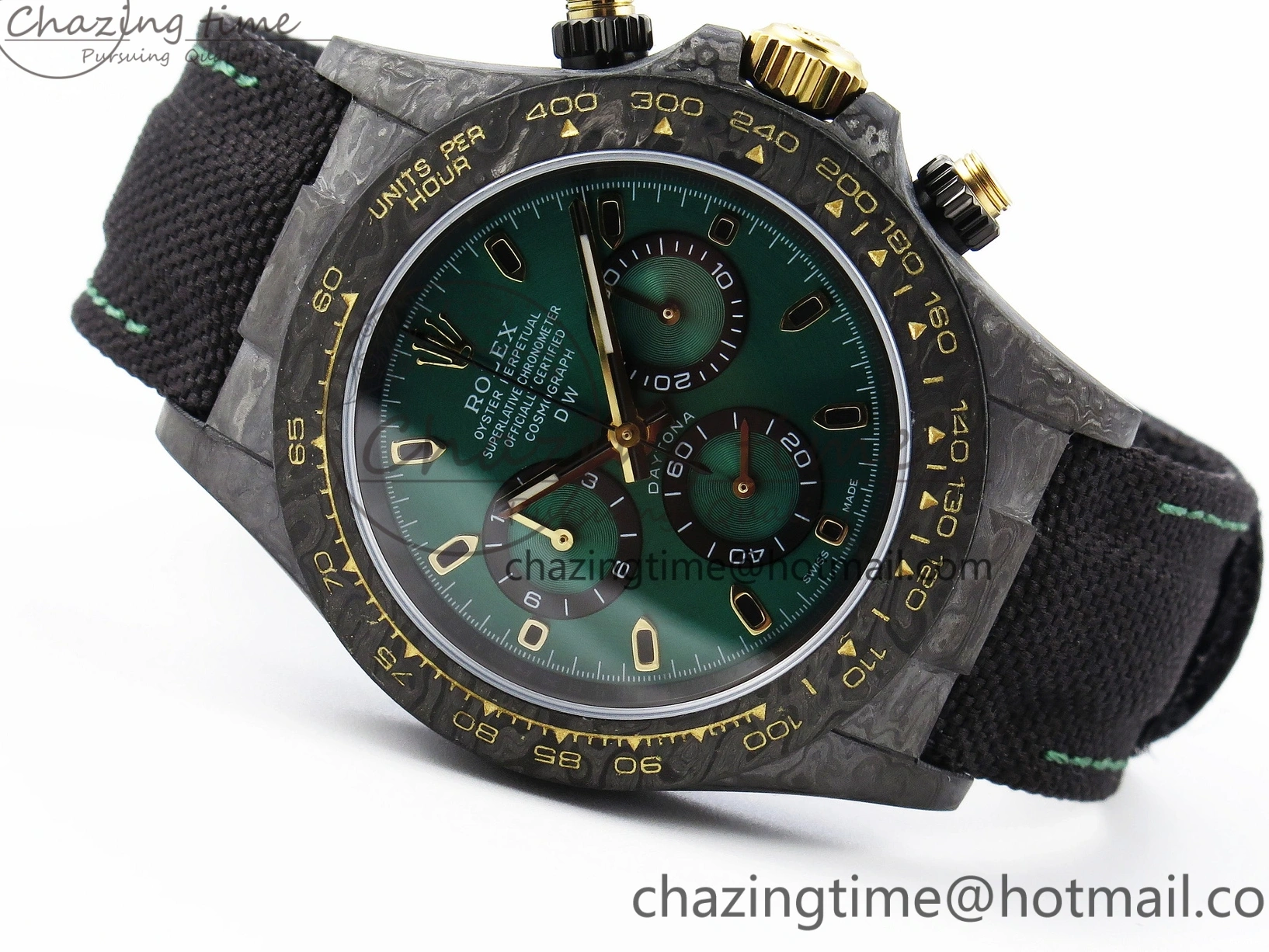 MiroTime 0407 TimelessDesign Daytona DIW Carbon YG Case and Bezel DIWF Edition Green Dial on Black Nylon Strap A 1883